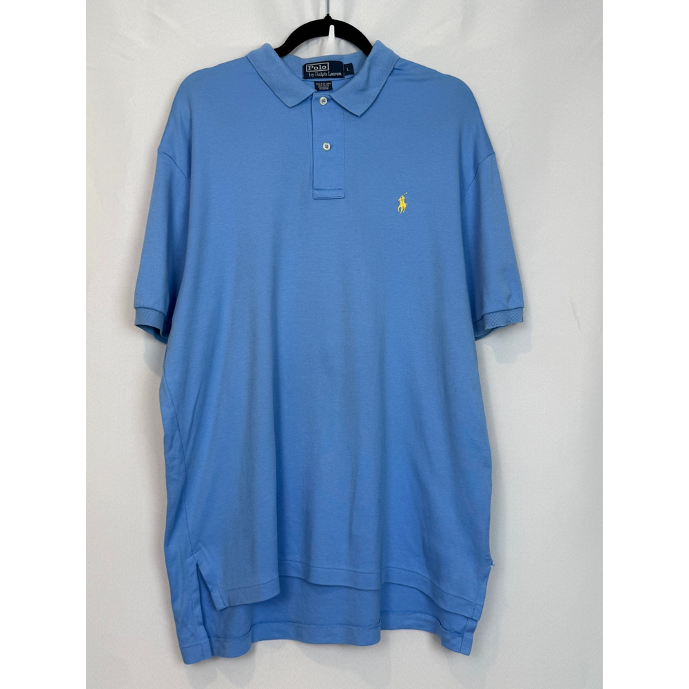 Polo Ralph Lauren Mens Light Blue Pique Polo Shirt Size Large Ivy League Classic
